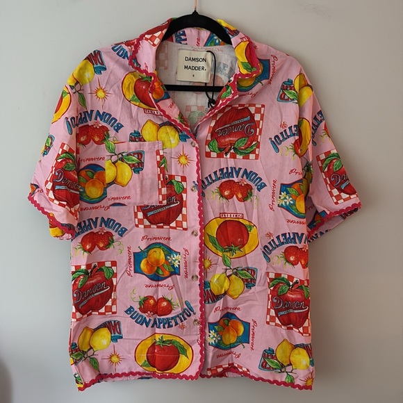 Damson Madder Chlo Fruit Print Linen Shirt - Picture 3 of 12